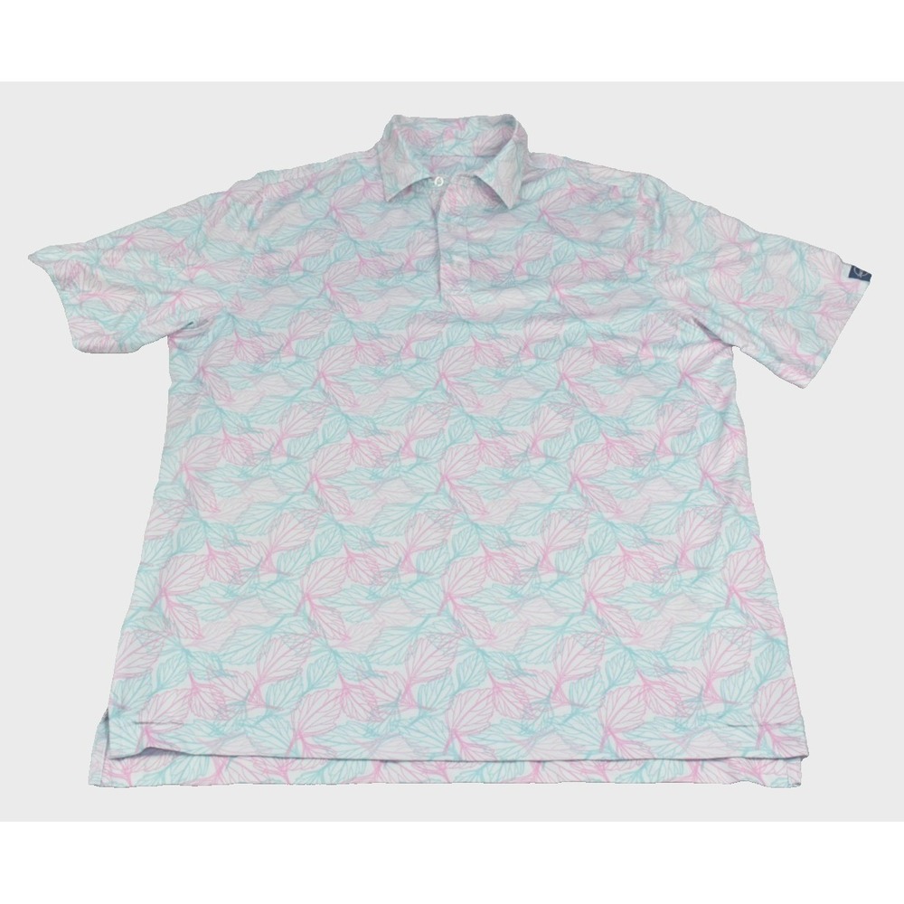 Azure Tropical Men Polo Shirt Size L Floral Multicolor Tropical Print Breathable